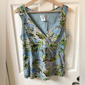 Jigsaw Floral Tropical Tank blouse Size 12 Light Blue